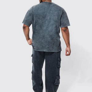 Camiseta de Algodón Grueso para Hombre, Estilo Vintage, Lavado Ácido, Talla Grande, Ecológica, Secado Rápido, Personalizable con Logotipo, Frente Liso de Fábrica - Product Image 3