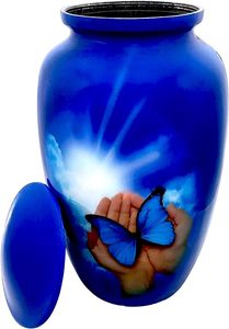 เหยือกใส่เถ้ากระดูกทำจากอะลูมิเนียม | โกศโลหะ | โกศฝัง | ดีไซน์มือที่น่ารักขนาดใหญ่สูง26 CMS พร้อมด้วย - Product Image 2