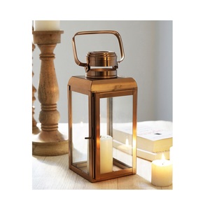 Lanternes à bougies en cuivre décoratives en gros avec poignée en métal, utilisées pour la décoration intérieure et extérieure - Product Image 1
