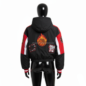 <b>Women</b> Windbreaker <b>Jacket</b> 220GSM Nylon Windproof Fabric Black Red Custom Embroidered Patches Logo Windbreaker <b>Jacket</b> for <b>Women</b> - Product Image 2