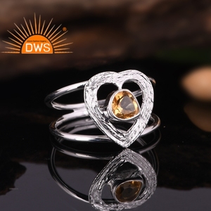Meilleure vente bague en argent sterling fin avec citrine naturelle et pierres précieuses fendue fabricant de bijoux personnalisés - Product Image 2