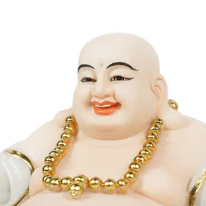 Gifts And Crafts Resin Crafts Buddha Of Happiness Resin Statue White Sculpture Customize Design And Color For Home Decoration