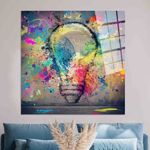 Lienzo con Diseño de Bombilla de Graffiti Vibrante: Arte Mural Moderno Impreso, ARTE EN VIDRIO TEMPLADO - Product Image 1