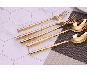 Ensemble de couverts en bois doré moderne, manche fin, design minimaliste, luxe, mariage, écologique, polissage miroir, service de couverts - Product Image 6