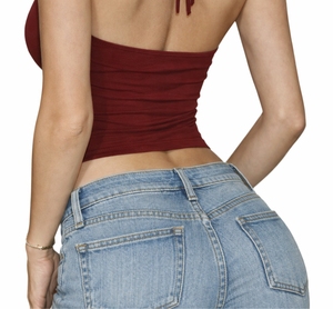 Top Corto sin Mangas con Cuello Halter para Mujer, Top de Verano Elástico con Escote Profundo en V para Mujer - Product Image 3