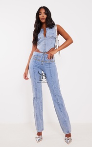 Top de tubo vaquero Floral de talla grande 2025 para mujer, camisa informal transpirable de longitud corta de alta calidad para mujer, diseño personalizado OEM - Product Image 3