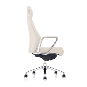 Silla de Oficina Moderna de Cuero Blanco con Respaldo Alto, Ergonómica y Ajustable, Asiento Ejecutivo - Product Image 3