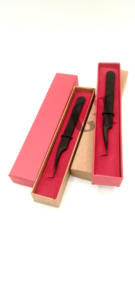 Pinzas de extensión de pestañas de acero inoxidable japonés de Plasma negro completo de 90 grados de alta calidad, instrumento de belleza con logotipo personalizado - Product Image 3