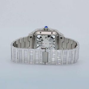 Relojes de Acero Inoxidable con Incrustaciones de Moissanita Baguette Edición Esqueleto de Alta Calidad para Hombre - Product Image 2