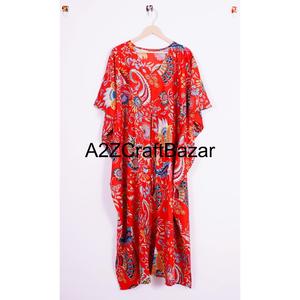 Robe pour femme en coton 100% imprimé numérique indien, longueur totale, col en V, fermeture à ceinture, manches longues, imprimé floral, style vacances, été - Product Image 6