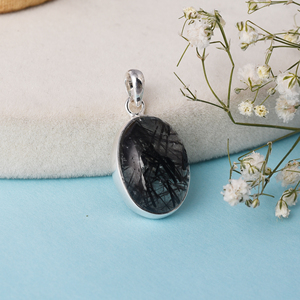 Colgante de plata esterlina 925 con piedras preciosas de espinela negra natural - Product Image 3