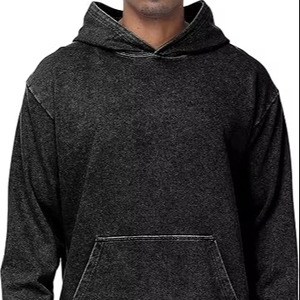 Sudadera con capucha de diseño minimalista para hombre, forro polar grueso, Material suave para hombre, forro polar de algodón de gran tamaño, estilo callejero, lavado ácido - Product Image 1