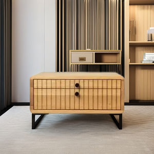 Mesita de noche de madera flotante natural con 1 cajón | Solución de almacenamiento de muebles de dormitorio hechos a mano ecológicos de diseño moderno - Product Image 1