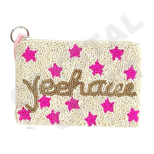 Monedero personalizado naranja y blanco con diseño de corazones para niñas, hermoso regalo para mamá, billetera con cuentas de semillas, accesorio de moda - Product Image 4