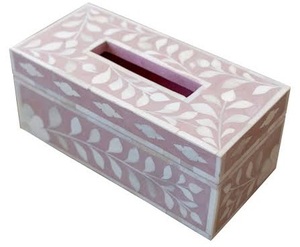 Caja de pañuelos de madera con incrustaciones de hueso elegante hecha a mano para decoración del hogar de bodas e interiores modernos - Product Image 2