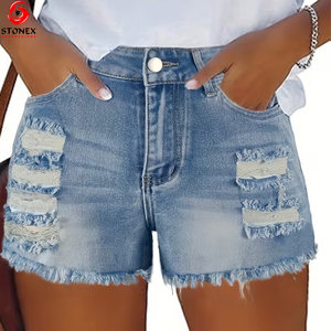 Nouveaux shorts en jean déchirés respirants pour femmes 2025, 100% coton, lavés, vente en gros, prix bas, meilleure qualité, short en jean déchiré - Product Image 5