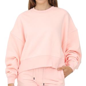 Sudadera ligera para mujer, Jersey de algodón orgánico, sudaderas de gran tamaño con cuello redondo para mujer de rizo francés - Product Image 1