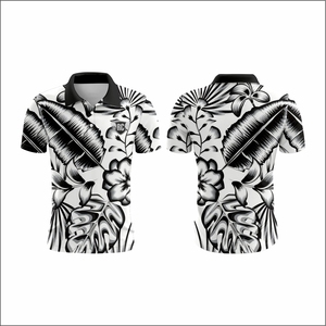 Camiseta de polo con estampado floral personalizado de alta calidad, camisetas de golf ajustadas regulares informales de poliéster Spandex de secado rápido - Product Image 4