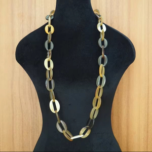 สร้อยคอโซ่คล้องฮอร์นฮอร์นฮอร์นธรรมชาติทำด้วยมือเครื่องประดับขัดเงามีสไตล์เครื่องประดับแนวโบฮีเมียนแบบลำลองสีเอิร์ธโทนผสม - Product Image 1