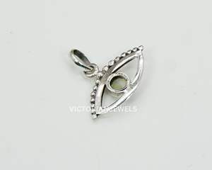 Colgante de piedra natal del mes de octubre del estilo del ojo de Prehnita verde de plata esterlina sólida 925 - Product Image 3