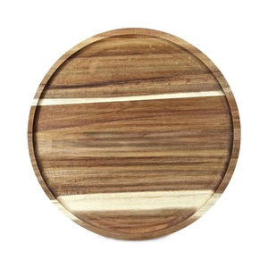 Assiette de chargeur de forme ronde en bois massif de vente fraîche Assiettes de chargeur de nourriture en bois avec logo personnalisé pour servir au mariage - Product Image 6