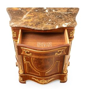 ตู้เก็บรองเท้าสไตล์ฝรั่งเศสหรูหรา ทำจากไม้วอลนัท พร้อมท็อปหินอ่อนธรรมชาติ ตกแต่งด้วยทองเหลืองลายละเอียดอ่อน เหมาะสำหรับจัดเก็บบริเวณทางเข้าพระราชวัง - Product Image 2