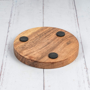 Posavasos Redondos de Madera de 10 cm Personalizados al por Mayor con Soporte Metálico, Posavasos Sostenibles para Bebidas, Mesa y Uso Doméstico - Product Image 4