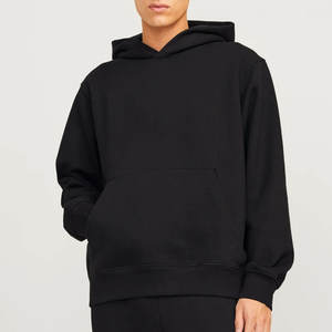Sweat à capuche noir uni meilleurs vêtements personnalisés hommes unisexe sans ficelle vierge haute qualité sweats noirs unis sweat à capuche noir - Product Image 2