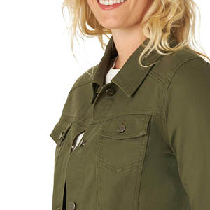 Cropped <b>Quilted</b> Woven Denim Bomber Jacket for Women Regular Outerwear Trendy Street Fashion Wholesale Supplier - Product Image 3