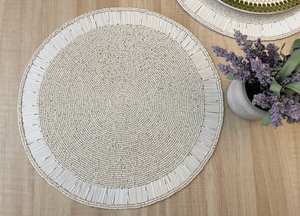 Handmade Knitted Floral Beaded Eco-Friendly <b>Placemat</b> <b>White</b> Charger Plate for Dining Table Decoration Home & Hotel Use - Product Image 4