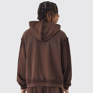 Personalizado en todo el mundo de gran tamaño Boxy Zip Through Loopback Sudadera con capucha Pantalones de chándal Conjunto con pantalón de carga y chándal de Jogger ancho - Product Image 5
