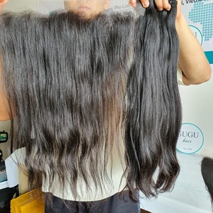 ผมแท้เวียดนาม 100% เกรดเรมี่ แบบตรงธรรมชาติ เย็บสองชั้น  สามารถปรับแต่งสีได้  แบบเป็นมัด น้ำหนัก 100 กรัม พร้อมเชือกผูกผม - Product Image 1