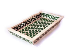 Plateau OEM avec incrustation d'os et poignée en métal Plateau de service en résine MDF pour la maison, la cuisine, l'hôtel, le stockage, l'organisateur décoratif et populaire - Product Image 3