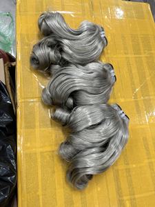 Human <b>Hair</b> Wig <b>Magic</b> Funmi Curly Bouncy Curly <b>Hair</b> Grey Color Vietnamese Raw <b>Hair</b> High Quality Freesample - Product Image 4