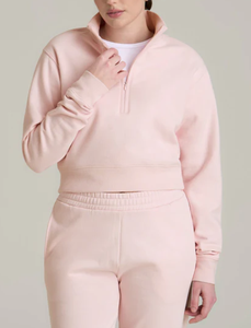 Sweat-shirt court à demi-zip pour femme, coupe décontractée, en molleton mélangé coton/polyester 340 GSM, vente en gros, très demandé - Product Image 6