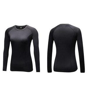Camiseta Deportiva de Manga Larga para Mujer, Sin Costuras, Compresión, Cierre de Botones, Material de Poliéster/Nailon, Secado Rápido, para Gimnasio y Entrenamiento - Product Image 1