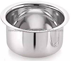 Patila/Bhagona/Tapeli à fond rond de 6 litres en acier inoxydable au design classique avec couvercle en métal - Product Image 2