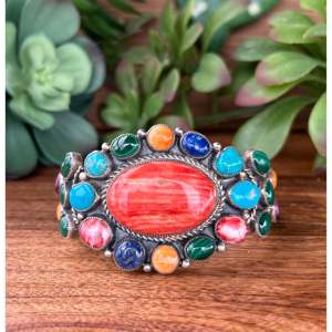 Bracelet manchette Larry Kaye Fashion multi-pierres et argent sterling - Product Image 1