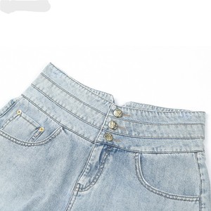 2024 Oem Custom Street Style mujeres pantalones cortos de mezclilla de algodón personalizados de las mujeres de longitud corta de cintura media pantalones cortos de mezclilla - Product Image 3