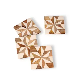 Vierkant-Form Holz-und-Marmor-Unterstützer für Tischdekoration Gebrauch Kaffeetassenunterstützer mit einfachem Aussehen Design handgefertigter Unterstützer