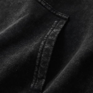 Premium Quality Basic 100% Cotton Fleece Men's Custom <b>Tech</b> Pack Distress Bottom Style Pullover Long Sleeve Acid <b>Wash</b> Hoodie - Product Image 3