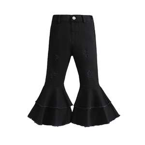 Enfants adolescents filles jean enfant en bas âge couleurs unies Flare Denim pantalon décontracté Denim pantalon pantalon respirant petite taille filles jean - Product Image 5