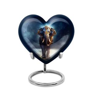 Urne Majestueuse en forme de cœur d'éléphant pour cendres Urne funéraire moderne de grande taille en aluminium décoratif en souvenir de 3 "de 10" pour cendres humaines - Product Image 1