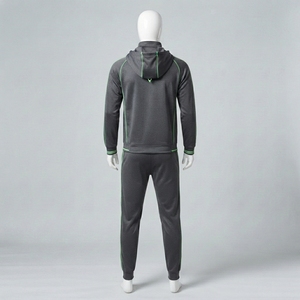 Conjunto Deportivo para Hombre en Gris Carbón, Chaqueta Deportiva con Cierre Completo, Pantalones Jogger con Ribete Verde, Ropa Deportiva para Entrenamiento, Gimnasio, Running y Fitness - Product Image 3