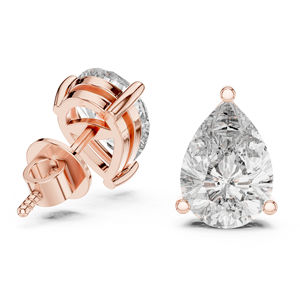 ต่างหูเพชรทรงลูกแพร์ 14K โรสโกลด์ เพชรเลี้ยงในห้องปฏิบัติการ สำหรับผู้หญิง สง่างาม ใส่ได้ทุกวัน และเครื่องประดับเจ้าสาว งานฝีมือชั้นดี เพชรเลี้ยงในห้องปฏิบัติการใหม่ - Product Image 3