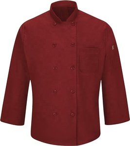 เสื้อเชฟสีเหลืองสำหรับผู้ชาย แขนยาว ผ้าฝ้ายทอ สำหรับร้านอาหาร บาร์ ครัว ตกแต่งขอบสีดำ พร้อมกระดุม - Product Image 5