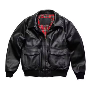 Chaqueta Bomber de Cuero 100% para hombre a la venta con cuello levantado en todos los colores, tallas, chaquetas de invierno de cuero para hombre - Product Image 1