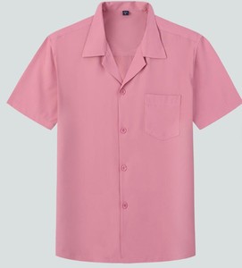 Chemise pour homme en coton mélangé, col cubain vintage de haute qualité, respirante, teinte unie, tissu sergé, manches courtes, décontractée - Product Image 4