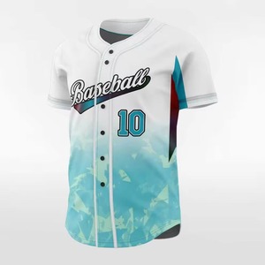 OEM moda hombres sublimación personalizada béisbol Jersey personalizar blanco hombres béisbol Jersey botón abajo Camisas manga corta - Product Image 4