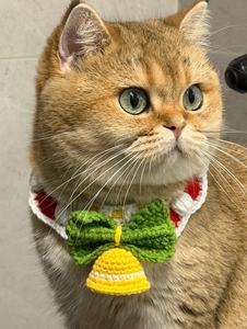 2025 cat <b>Winter</b> Crochet Pet Scarf Popular Pet Scarf Warm and Fashionable <b>Bell</b> Scarf - Product Image 4
